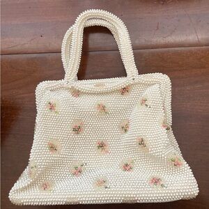 Lumured Petite Bead White Beaded Handbag